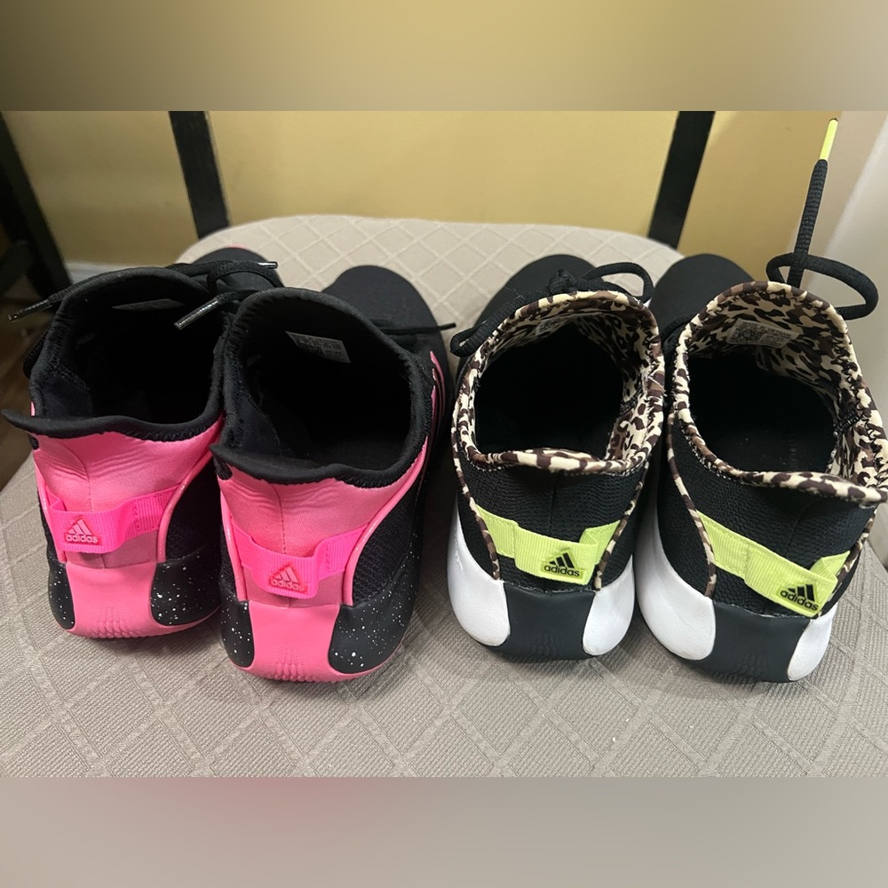 2-Pair Adidas Womens Cloudfoam Sneaker, Black/Pulse Lime & Black Lucid Pink Sz 9 - Picture 10 of 11